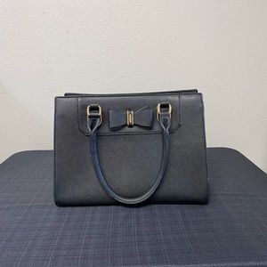 Black Medium sized Handbag w Bow Detail + Gold hardware